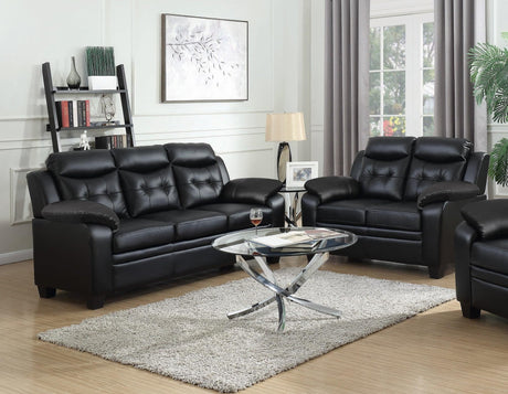 Finley black upholstered sofa and loveseat set main view