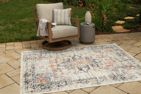 Jarrpage Multi 5' x 7' Rug top view showing medallion pattern