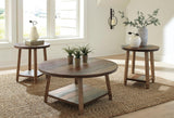 Multi-Color Round Occasional Table Set front view showing cocktail and end tables