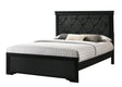 Amalia Black Velvet Tufted King Panel Bed with metal frame and storage footboard