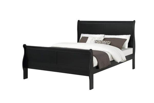 Louis Philip Black King Sleigh Bed front view