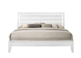 Evan White Modern King Size Sleigh Bed angled view