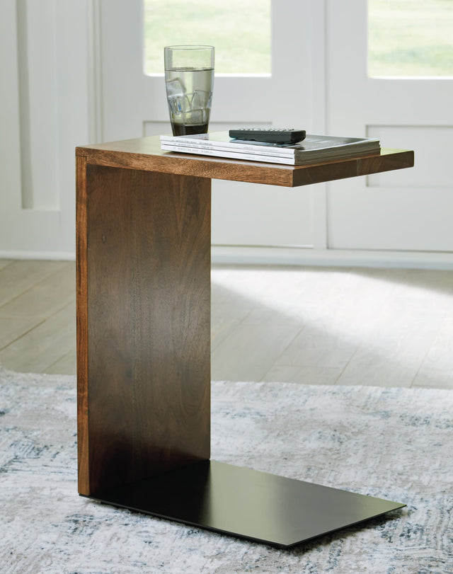 Wimshaw Brown Black Accent Table angled view