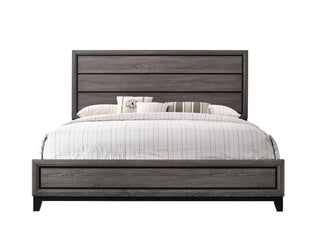 Akerson Gray King Wood Panel Bed front view