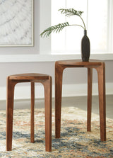 Brynnleigh medium brown wooden accent tables set of 2 angled view