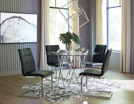 Madenere Chrome Black 5-piece round dining set front view