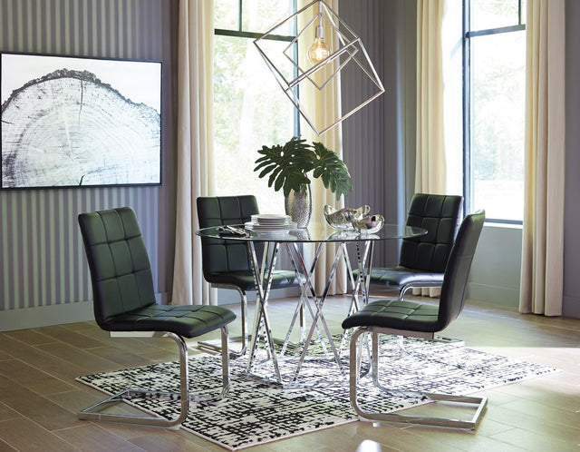 Madenere Chrome Black 5-piece round dining set front view