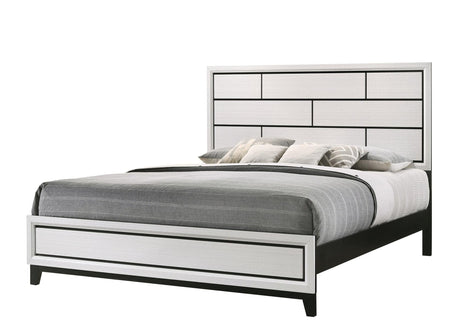 Akerson Chalk King Wood Panel Bed front angle