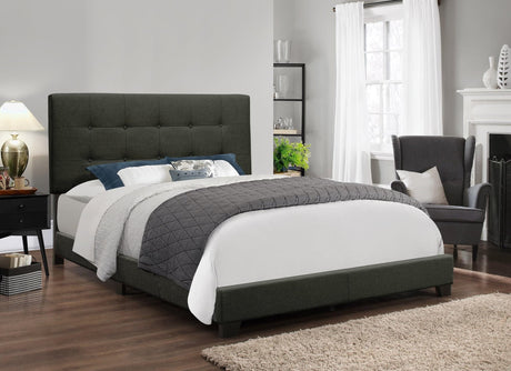 Dean Charcoal Fabric Upholstered Tufted Twin Bed front view