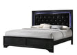 Micah Black King velvet upholstered tufted panel bed front view