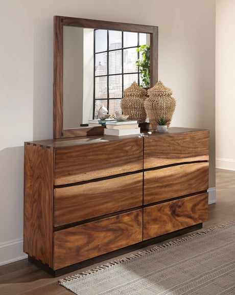 Winslow Smokey Walnut Dresser Mirror angled view