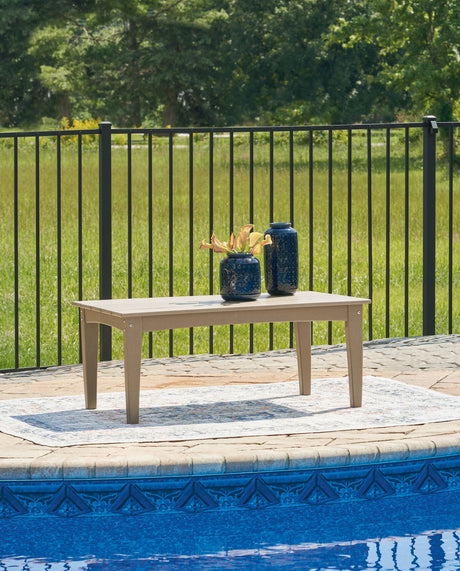 Hyland Wave Driftwood Outdoor Coffee Table front view