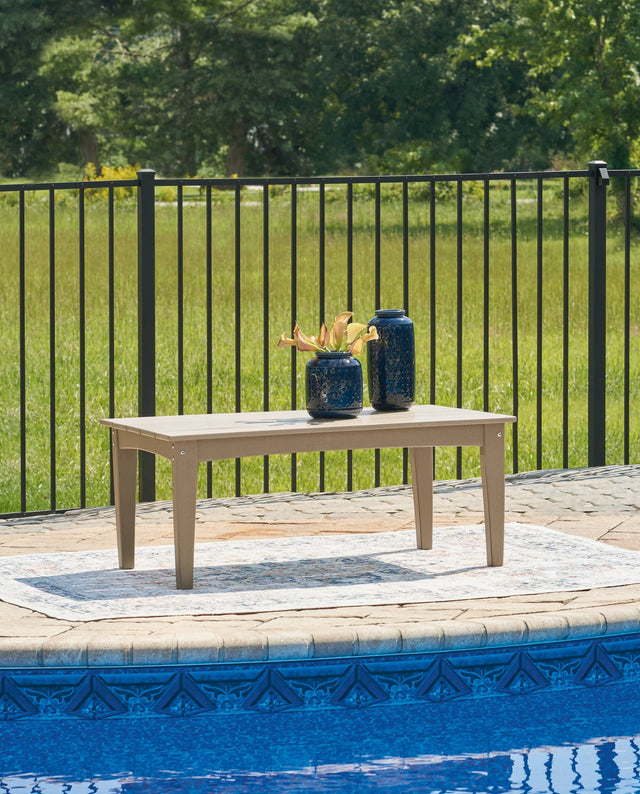 Hyland Wave Driftwood Outdoor Coffee Table front view