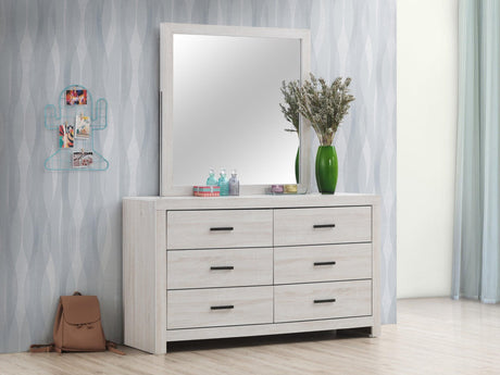 Front view of Brantford Rectangle Dresser Mirror in Coastal White