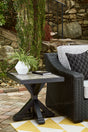 Beachcroft black and light gray outdoor end table front angle