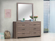 Brantford Rectangle Dresser Mirror showing full front view with barrel oak frame