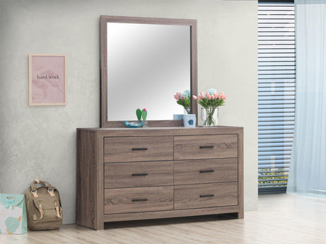 Brantford Rectangle Dresser Mirror showing full front view with barrel oak frame