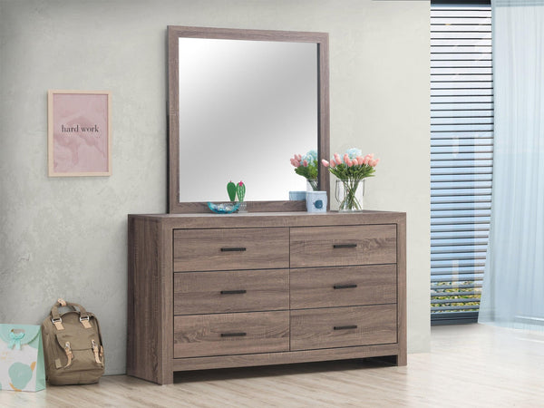 Brantford Rectangle Dresser Mirror showing full front view with barrel oak frame