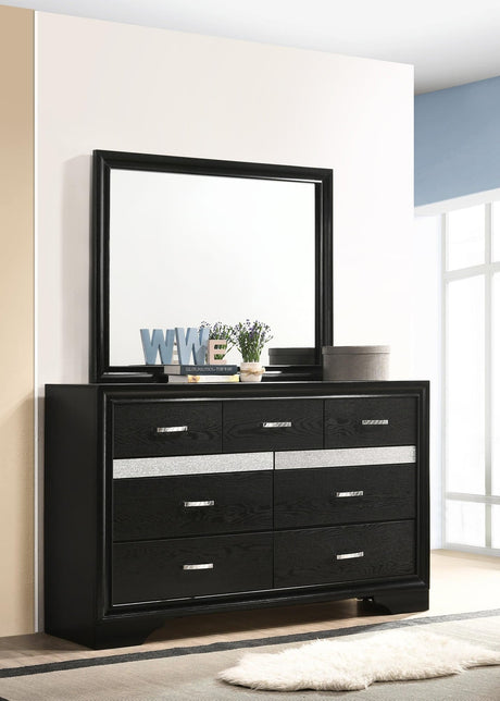 Miranda Rectangular Black Framed Mirror front view