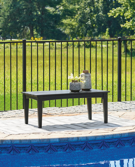 Hyland Wave Black Outdoor Coffee Table, front angle view