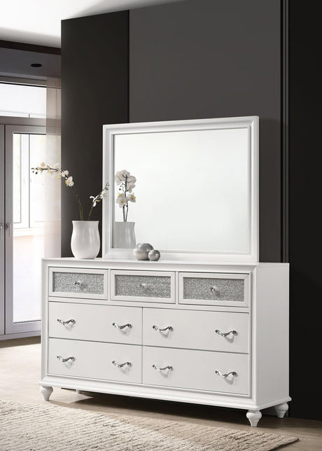 Barzini White Rectangular Dresser Mirror front view