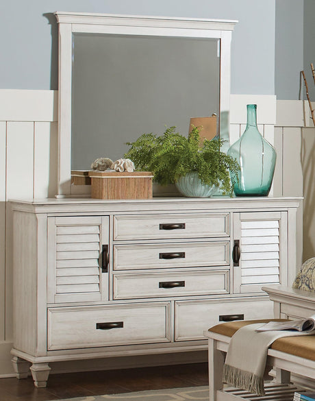 Franco Rectangular Mirror Antique White front view