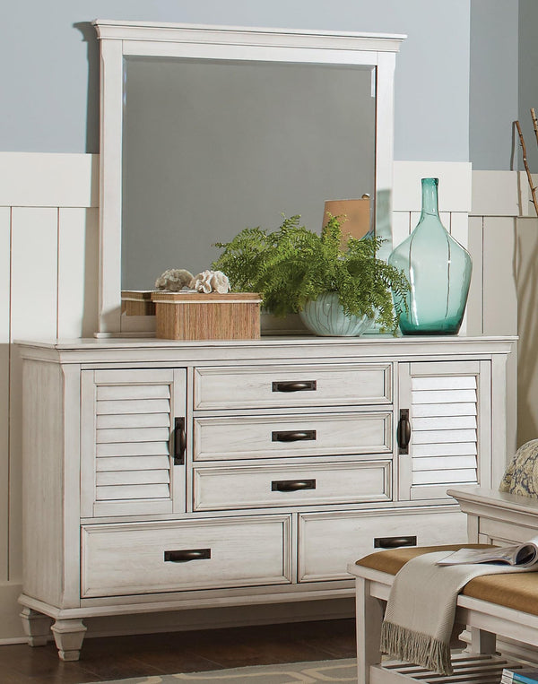 Franco Rectangular Mirror Antique White front view