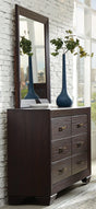 Kauffman Rectangular Mirror Dark Cocoa angled view showing wood grain texture