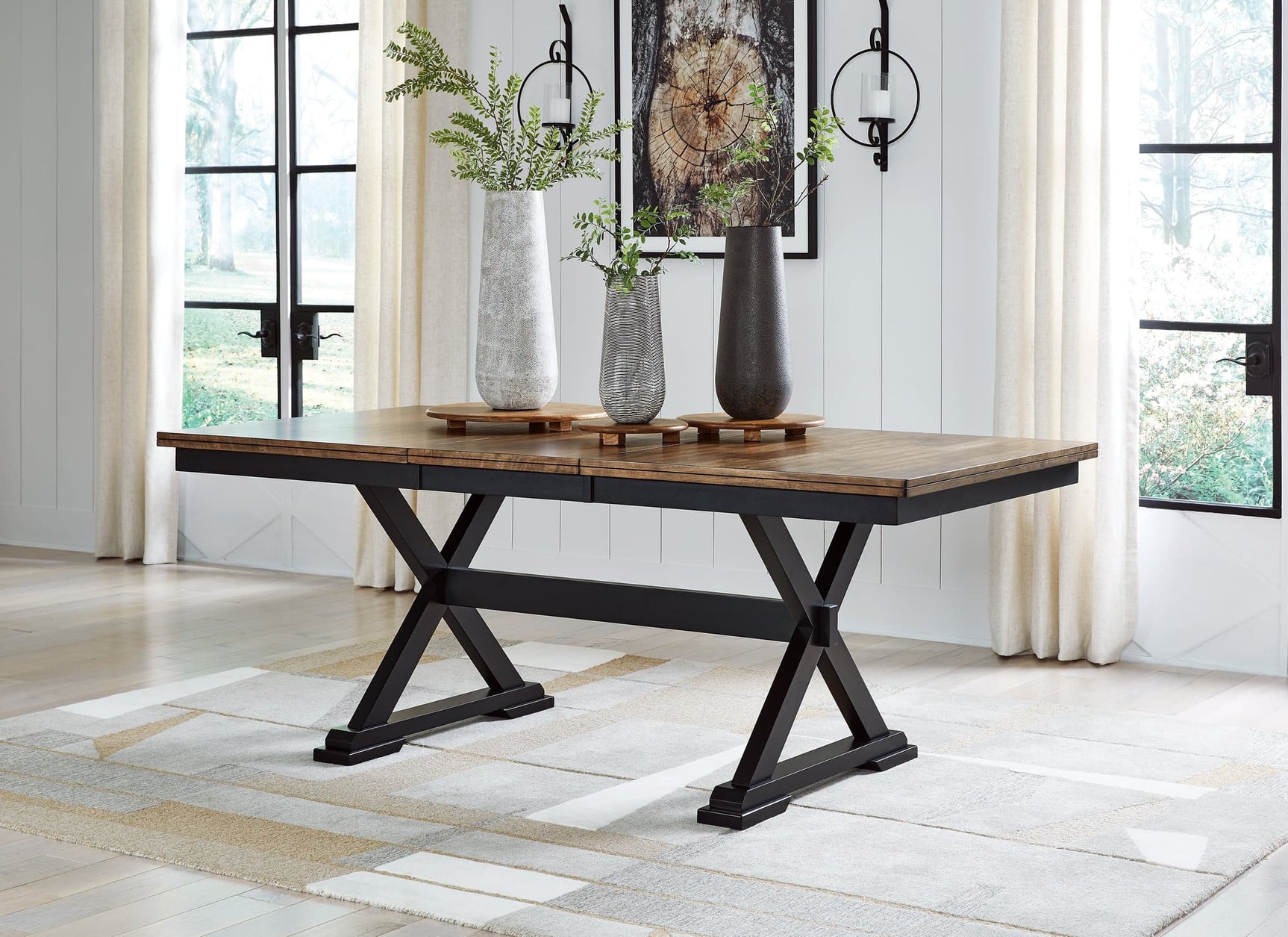 Wildenauer Brown Black Dining Extension Table front angle