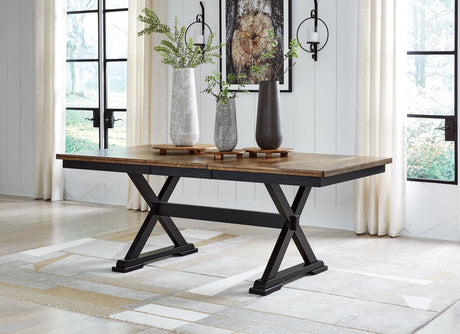 Wildenauer Brown Black Dining Extension Table front angle