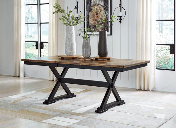 Wildenauer Brown Black Dining Extension Table front angle