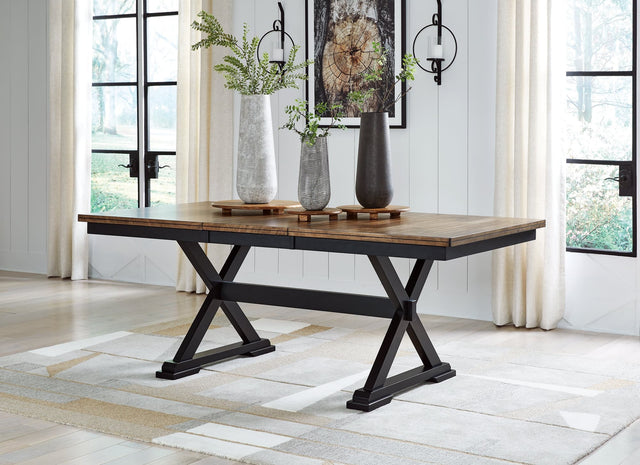 Wildenauer Brown Black Dining Extension Table front angle