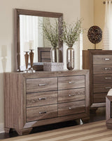 Kauffman rectangular dresser mirror front view in washed taupe