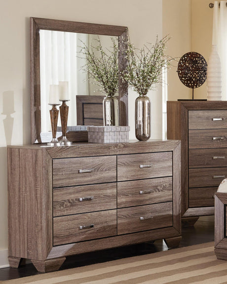 Kauffman rectangular dresser mirror front view in washed taupe
