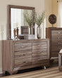 Kauffman rectangular dresser mirror front view in washed taupe