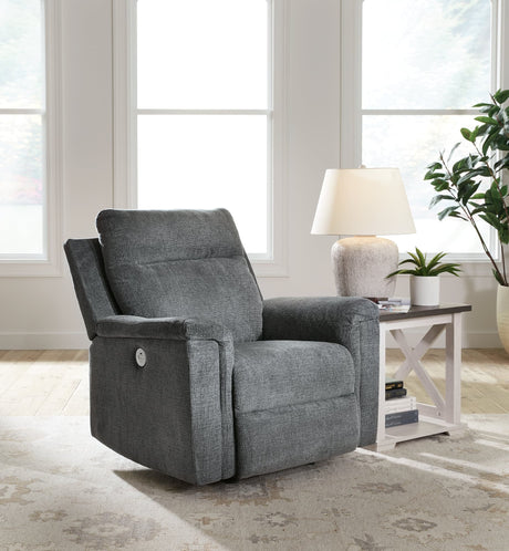 Front view of Barnsana Gravel Chenille Power Recliner