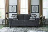 Front angle view of Abinger Smoke Gray Modern Contemporary Fabric Upholstered Queen Sleeper Sofa