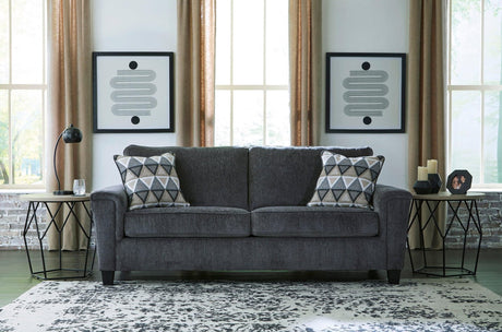 Front angle view of Abinger Smoke Gray Modern Contemporary Fabric Upholstered Queen Sleeper Sofa