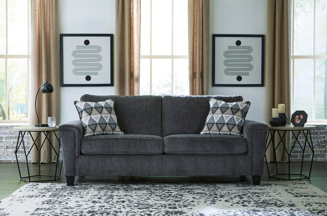 Front angle view of Abinger Smoke Gray Modern Contemporary Fabric Upholstered Queen Sleeper Sofa