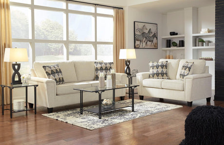 Abinger Living Room Set with natural fabric sofa front view