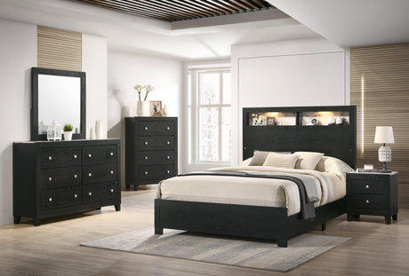 Cadence Black LED Bookcase Panel Bedroom Set main view