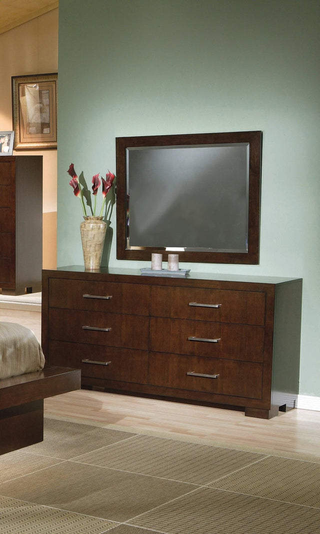 Jessica Rectangular Wall Mirror Cappuccino angled view showing cappuccino frame