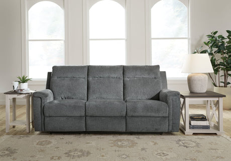 Barnsana Gravel Chenille Power Reclining Sofa front view