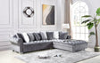 London Grey Velvet Tufted Oversize Sectional Sofa, main front view