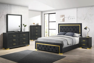 Pepe Black Fabric Upholstered Tufted Panel Bedroom Set main view