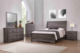 Coralee Gray Upholstered Sleigh Bedroom Set main view showing full bed
