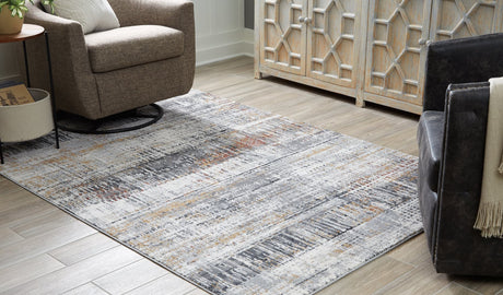 Rhettner multi-color abstract rug 5'3" x 7'3" front view