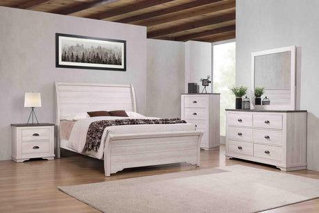 Coralee Chalk Gray Sleigh Bedroom Set main bed view