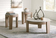 Guystone Light Brown Table Set of 3 - front angle view