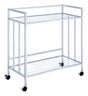 Cara Rectangular Glass Bar Cart Chrome angled view